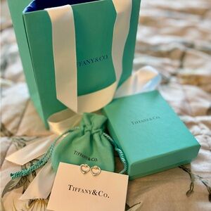 Tiffany & Co. Sterling Silver Elsa Peretti Open Heart Stud Earrings 11mm